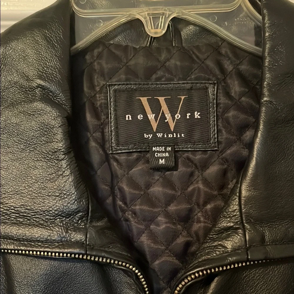 Women's Black Leather Jacket - Picture 2 of 4